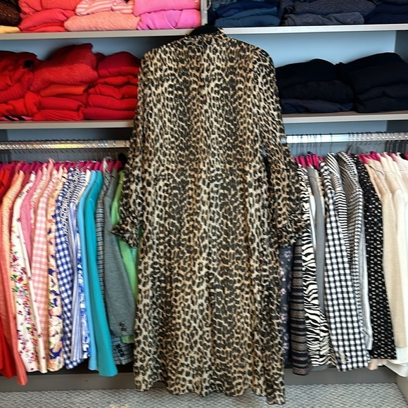 Ganni black/briwn/tan leopard long sleeve oversized dress size 2 - Picture 4 of 5